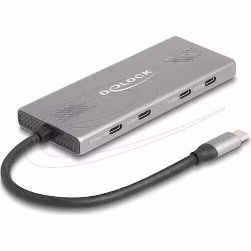 Delock 7portový USB Hub 10 Gb/s se 4 x USB Type-C samice a 3 x USB Type-A samice s PD 80 W
