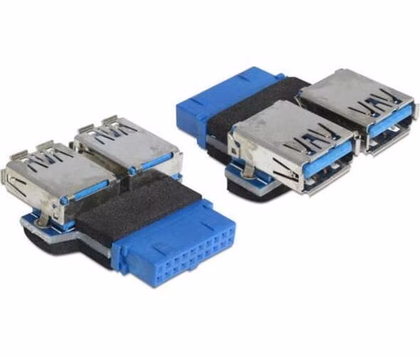 Delock Adapter USB 3.0 pin konektor samice > 2 x USB 3.0 samice – vedle sebe