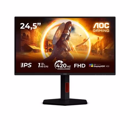 AOC LCD herní 25G4KUR 24,5" IPS/1920x1080@420Hz/0,3ms/350cd/2xHDMI/DP/4xUSB/Pivot/HAS/VESA