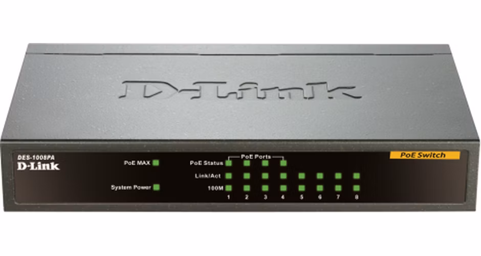 D-Link DES-1008PA 8x10/100 Desktop Switch, 4xPoE