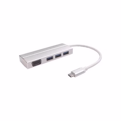 PremiumCord Adaptér USB 3.1 Type-C male na VGA female + 3x USB 3.0, aluminum