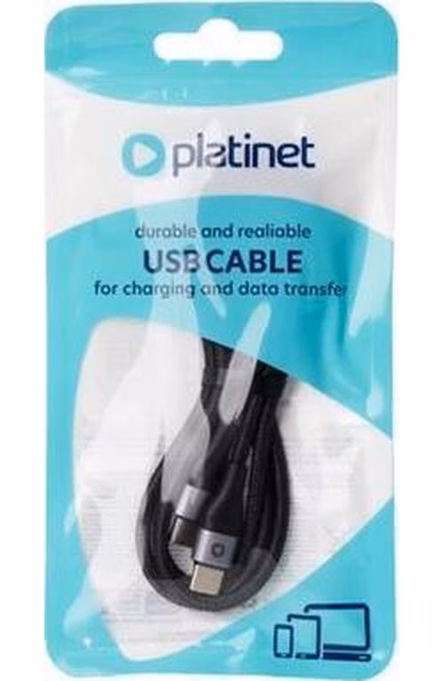 Platinet Nabíjecí Kabel USB-C - USB-C 3A, 60W, 1m, černý oplet