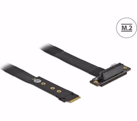 Delock Adaptér M.2 klíč M na PCIe x4 NVMe, pravoúhlý, s kabelem délky 20 cm