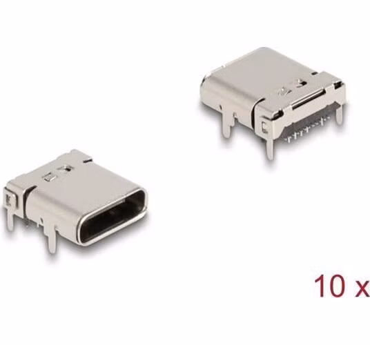 Delock 24-pinový SMD konektor USB 5 Gbps USB Type-C™, zásuvkový, k montáži pájením, 10 ks