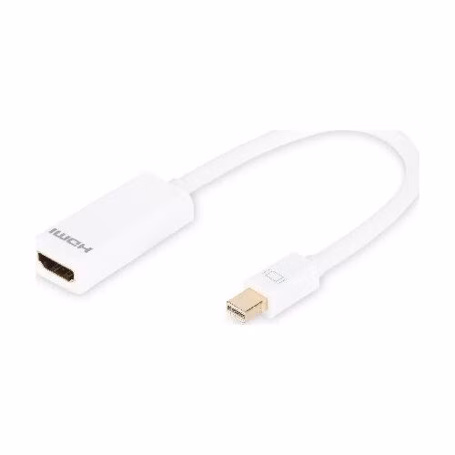 Digitus DisplayPort adapter cable, mini DP - HDMI type A M/F, 0.15m, DP 1.1a, CE, wh