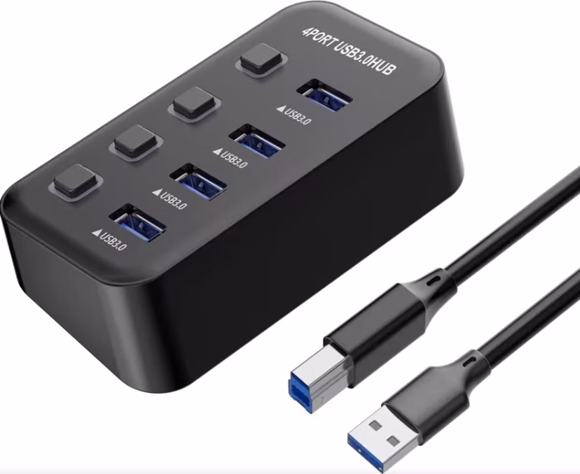 PremiumCord USB 3.2 Superspeed HUB 4-portový s vypínačmi portov