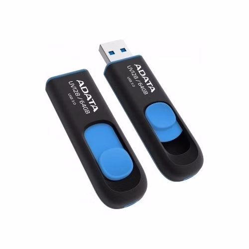 ADATA Flash Disk 64GB UV128, USB 3.1 Dash Drive (R:90/W:40 MB/s) čierna/modrá