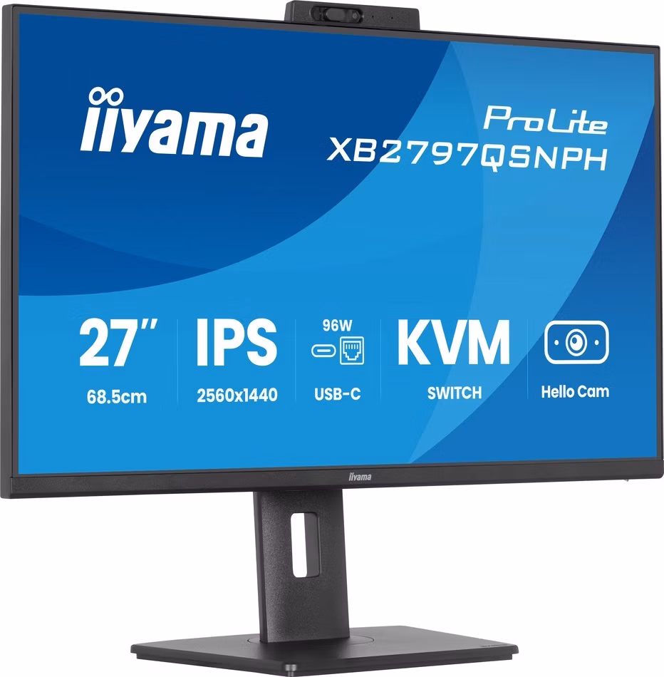 27" iiyama XB2797QSNPH-B1: IPS, QHD, USB-dock, cam