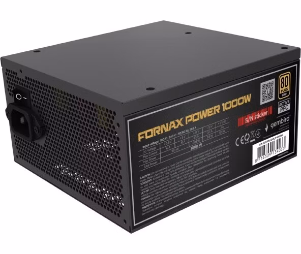 GEMBIRD Napájecí zdroj ATX 1000W s aktivním PFC, 12cm ventilátorem, 80+Gold