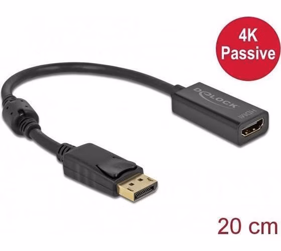 Delock Adaptér DisplayPort 1.2 samec na HDMI samice 4K pasivní černý