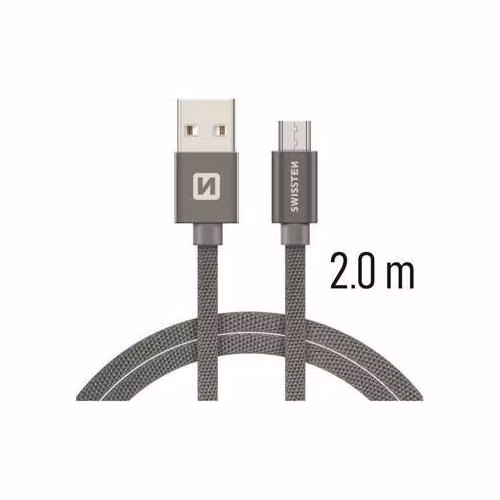 SWISSTEN DATA CABLE USB / MICRO USB TEXTILE 2,0M GREY