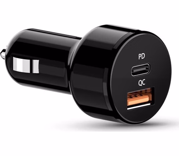 GENIUS rychlo autonabíječka PD-36AC-Car, 36W (2x18W), rychlé nabíjení, USB-C PD3.0, USB-A QC3.0, černá