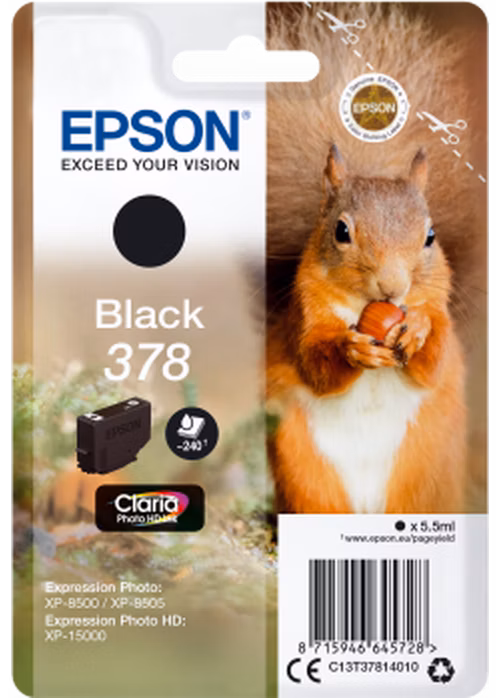 Epson Singlepack Black 378 Claria Photo HD Ink
