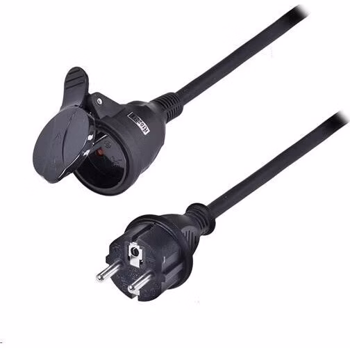 Solight prodlužovací přívod - spojka, 1 zásuvka, 20m, 3 x 1,5mm2, gumová, černá