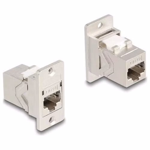 Delock Modul Keystone k montáži na panel Keystone spojka RJ45 ze zásuvky na zásuvku Cat.6A, kovová, kuželová