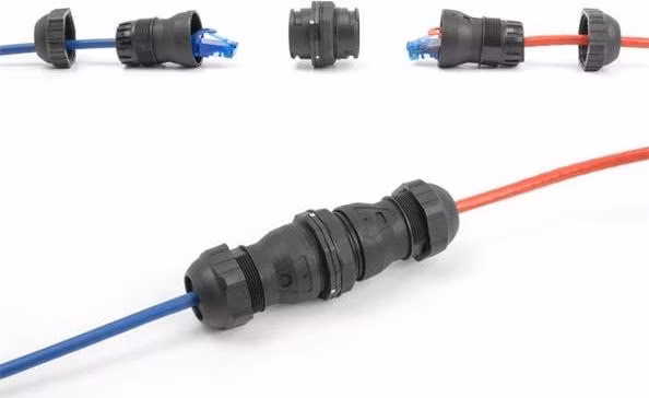 Delock Kabelový konektor ze zásuvky RJ45 na zásuvku RJ45, Cat.6A, s prachotěsností a vodotěsností IP68