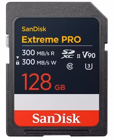 SanDisk Extreme PRO, 128GB SD UHS-II (V90)