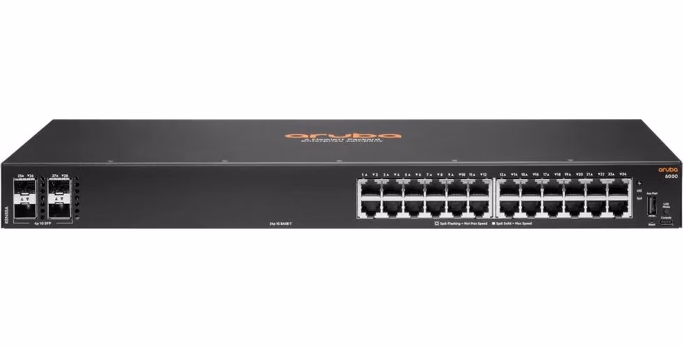 HPE Aruba Networking CX 6000 24G Class4 PoE 4SFP 370W Switch - RENEW R8N87A