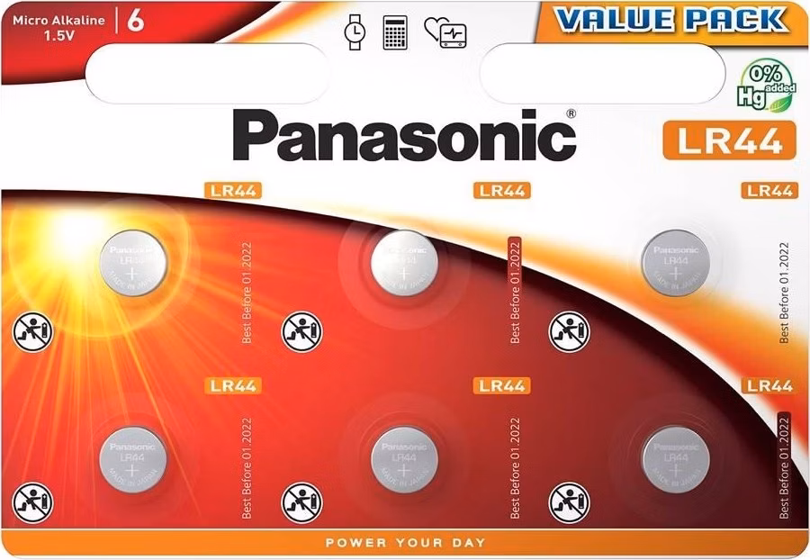 Panasonic knoflíková baterie LR44EL/6BP (Blistr 6 ks)