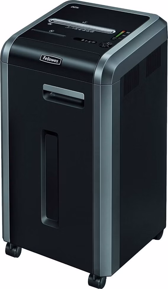 FELLOWES skartovač 225 i/ přímý řez 5,8 mm/ objem koše 60 l/ stupeň utajení P-2/ černý