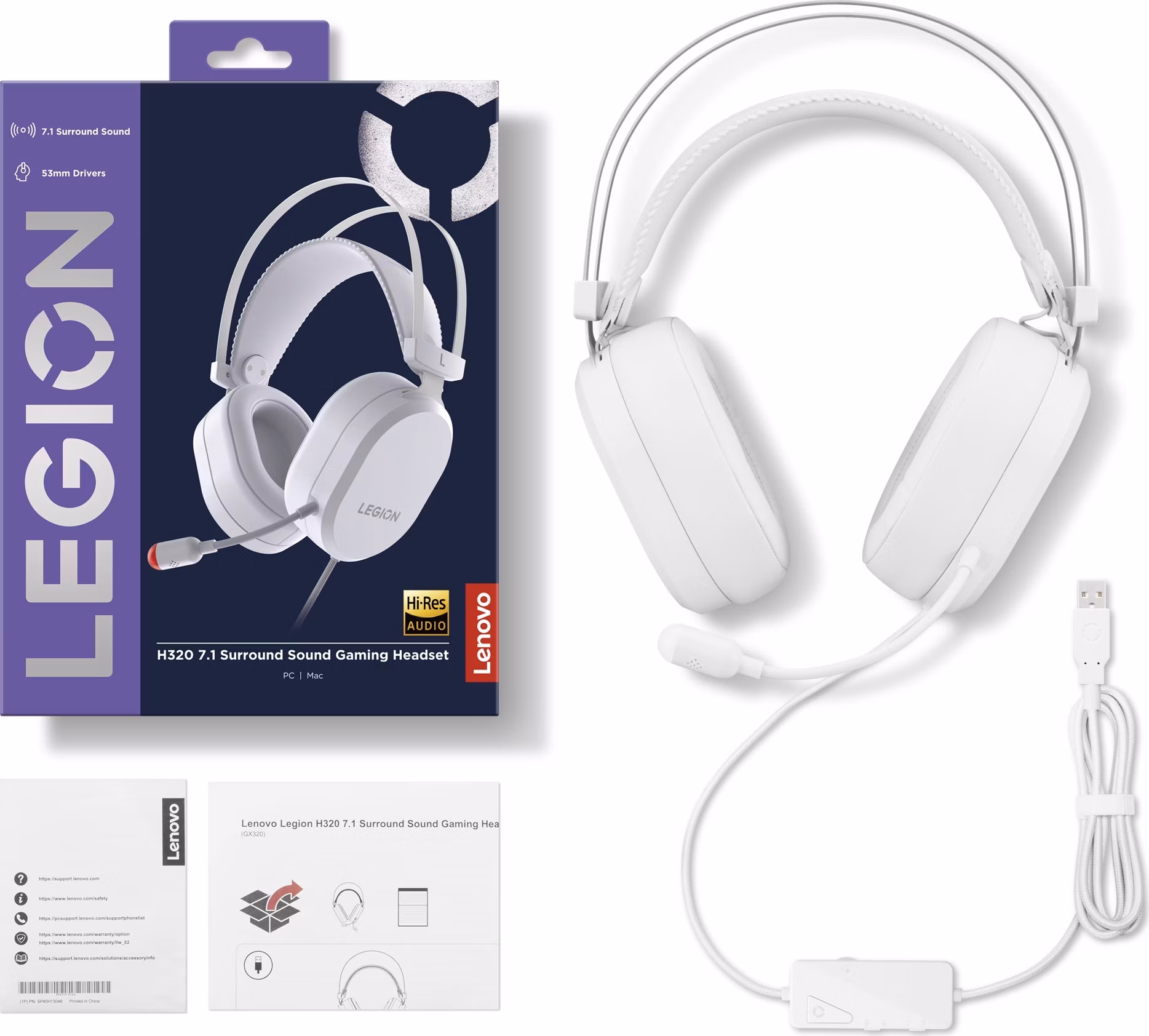 Lenovo Legion H320 7.1 Gaming Headset - White