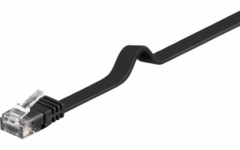 PremiumCord Plochý patch kabel UTP RJ45-RJ45 CAT6 20m černá