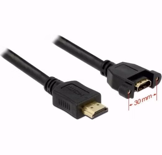 Delock kabel HDMI A samec > HDMI A samice přišroubovatelná 1 m