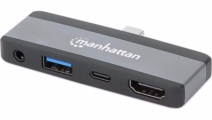 MANHATTAN Dokovací stanice USB-C 4v1, 1xHDMI, 1xUSB-C, 1xUSB, 1x3.5mm, šedá
