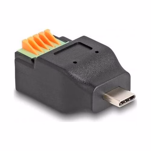 Delock Adaptér ze zástrčkového konektoru USB Type-C™ 2.0 na svorkovnici, s tlačítkem