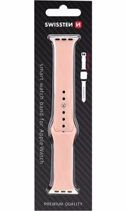 Swissten řemínek pro apple watch silikonový 38 / 40 / 41 mm pískově růžový