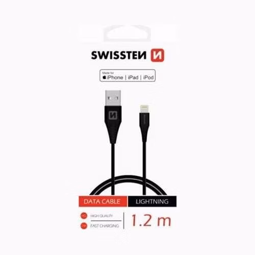 SWISSTEN DATOVÝ KABEL TPE USB / LIGHTNING MFi 1,2 M ČERNÝ