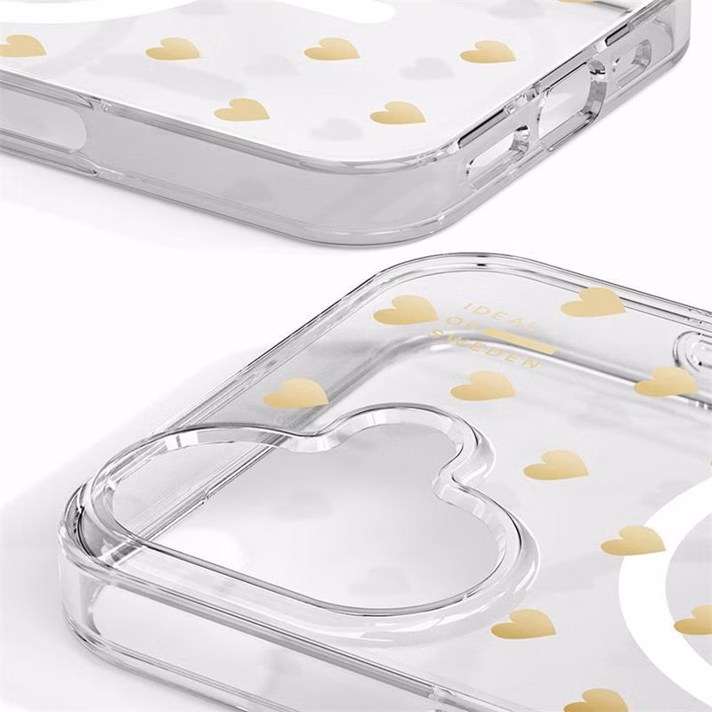 iDeal Fashion Clear Case MagSafe iPhone 16 Golden Hearts