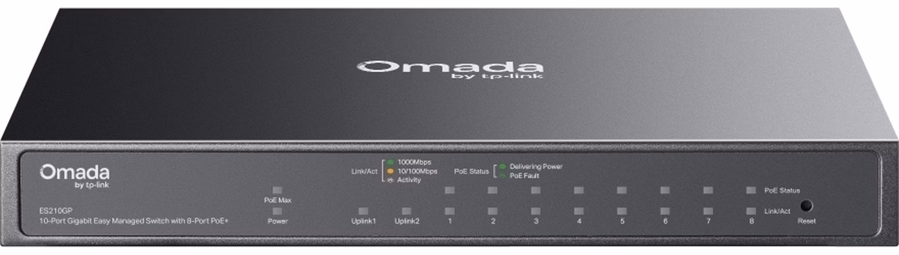 TP-Link ES210GP Omada 10portový gigabitový easy managed switch s 8 porty PoE+