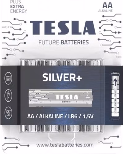 TESLA SILVER+ alkalická baterie AA (LR06, tužková, blister) 4 ks