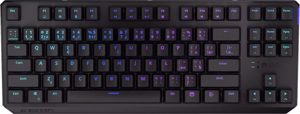 Endorfy herní klávesnice Thock TKL Wireless Brown / RGB / brown sw. / bezdrátová / mechanická / CZ/SK layout / černá