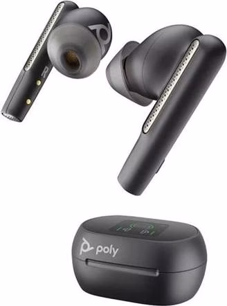 HP Poly Voyager Free 60+ UC Carbon Black Earbuds +BT700 USB-C Adapter +Touchscreen Charge Case