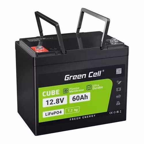 Green Cell® Baterie LiFePO4 12,8V 60Ah 768Wh LFP lithiová baterie 12V s BMS pro fotovoltaiku karavan