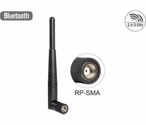 Delock WLAN 802.11 ac/a/h/b/g/n anténa RP-SMA samec 3 dBi všesměrová s otočným kloubem černá