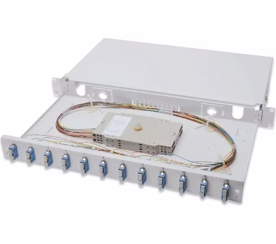Digitus Fiber Optic Sliding Splice Box, 1U, Equipped 12x SC duplex, incl. M 25 Screw, Splice Cassette Color Pigtails OS2, Adapter