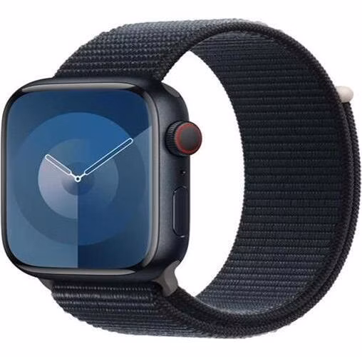 Apple Watch Series 9 Cellular 45mm Temně inkoustový hliník s temně inkoustovým provlékacím řemínkem