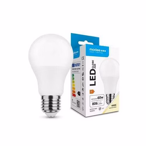 Modee E27 8,5W A60 LED studená 4000K