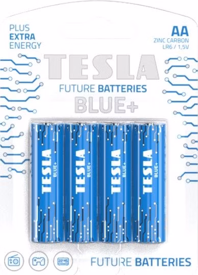TESLA BLUE+ Zinc Carbon baterie AA (R06, tužková, blister) 4 ks