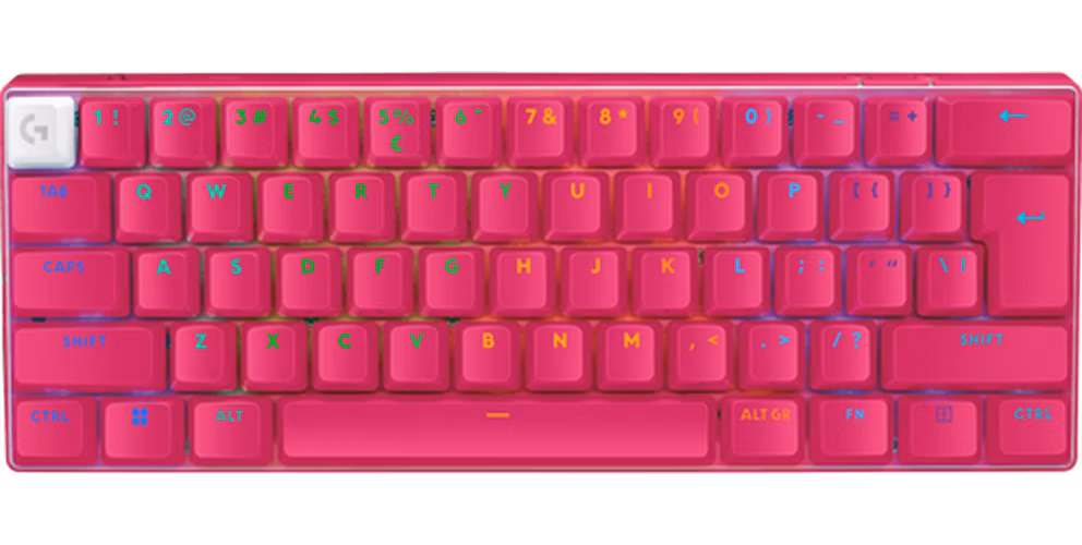 Logitech® G PRO X 60 LIGHTSPEED Wireless Gaming Keyboard (Tactile)-MAGENTA-US INT'L-2.4GHZ/BT