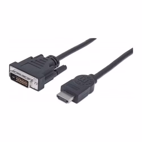 MANHATTAN HDMI samec na DVI-D 24+1 samec, dvojlinkové prepojenie, čierna farba, 1,8 m