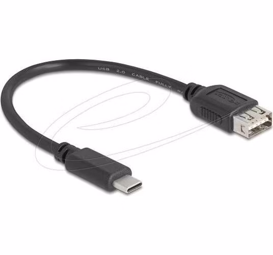Delock USB 2.0 kabel USB Type-C samec na EASY USB Type-A samice 0,2 m, černý