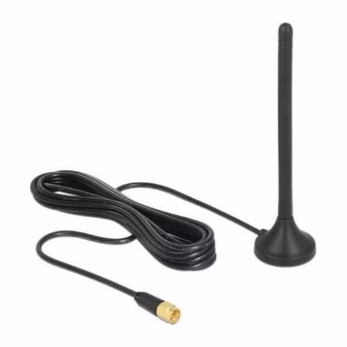 Delock LTE / GSM / UMTS Anténa SMA samec 2,5 dBi všesměrová pevná s magnetickou základnou a připojovací kabel (RG-174, 3 m)