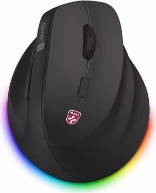 CONNECT IT FOR HEALTH Cloudy bezdrátová vertikální myš, RGB podsvícení, 2xBT,USB  ČERNÁ