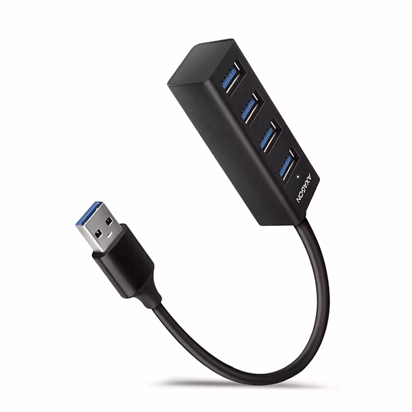 AXAGON HUE-M1A, 4x USB 3.2 Gen 1 MINI rozbočovač, kovový, kábel USB-A 20 cm