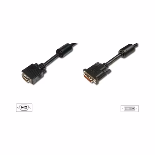 Digitus připojovací kabel DVI-I(24+5)/HDSUB15, 2xferit, černý 2m