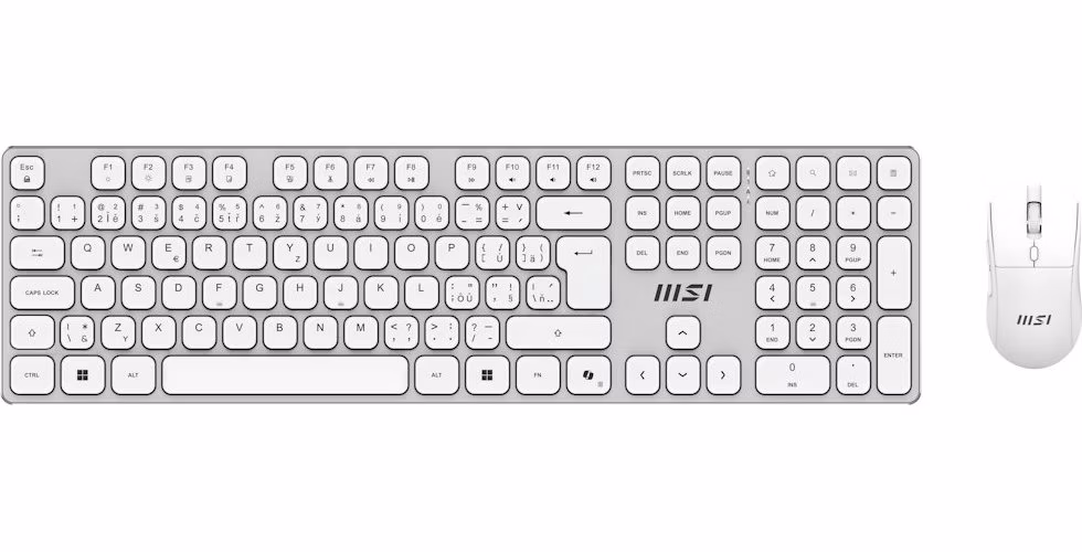MSI set klávesnice s myší FORGE K210 Wireless Combo White/ bezdrátový/ bílostříbrný/ dobíjecí/ USB/ CZ+SK layout